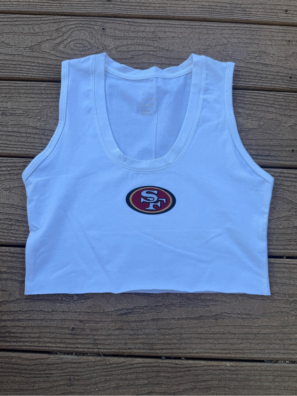 San Francisco 49ers White Cropped Tank Top